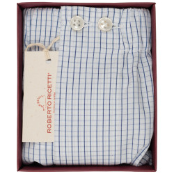 BOXER CLASSIC TAGLIA FORTE -  BIANCO QUADRO CONTORNO BLU