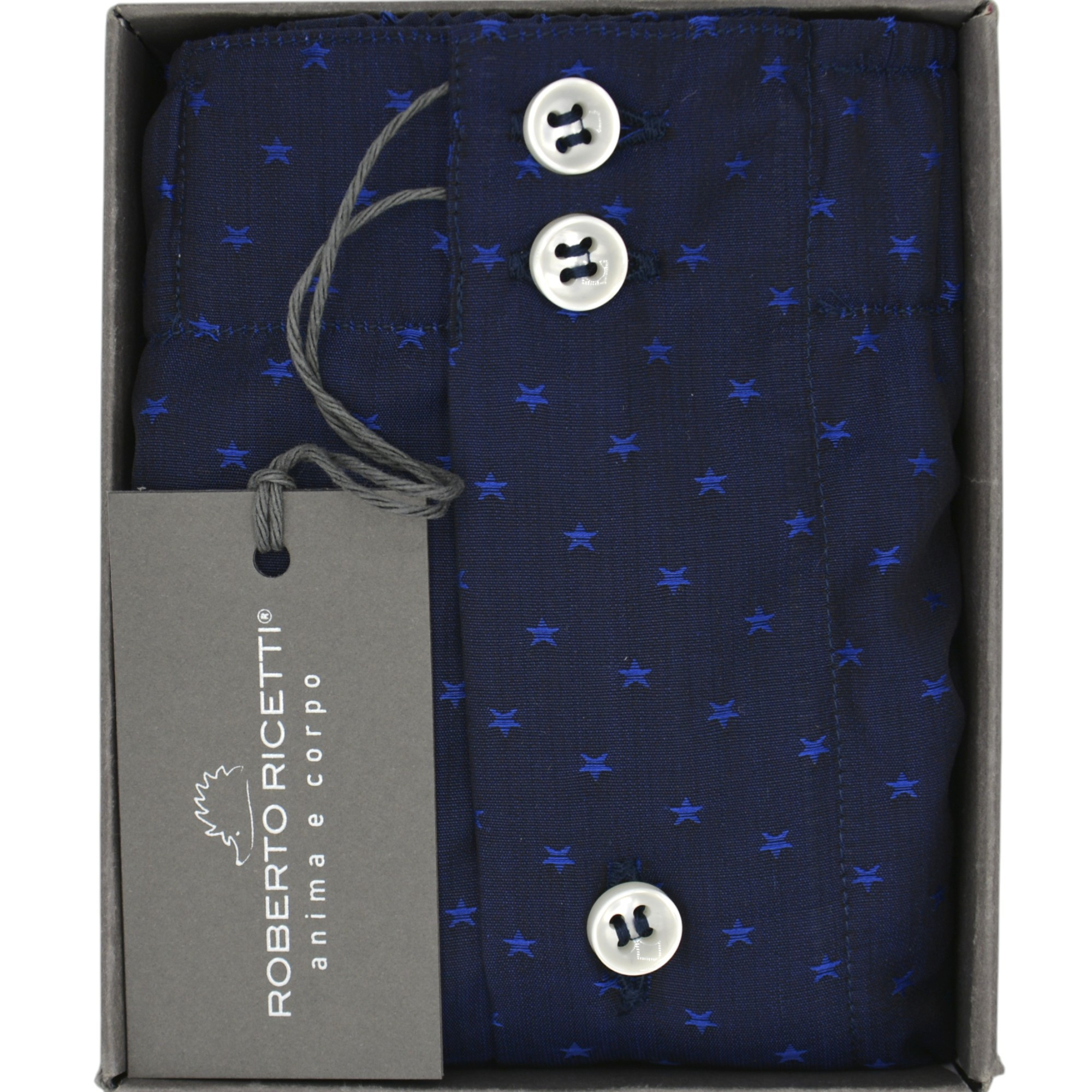 BOXER UOMO DB1 SUPPORT -  BLU CON STELLE RICAMATE