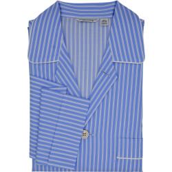 PIGIAMA AME LUNGO - AZZURRO RIGA BIANCA