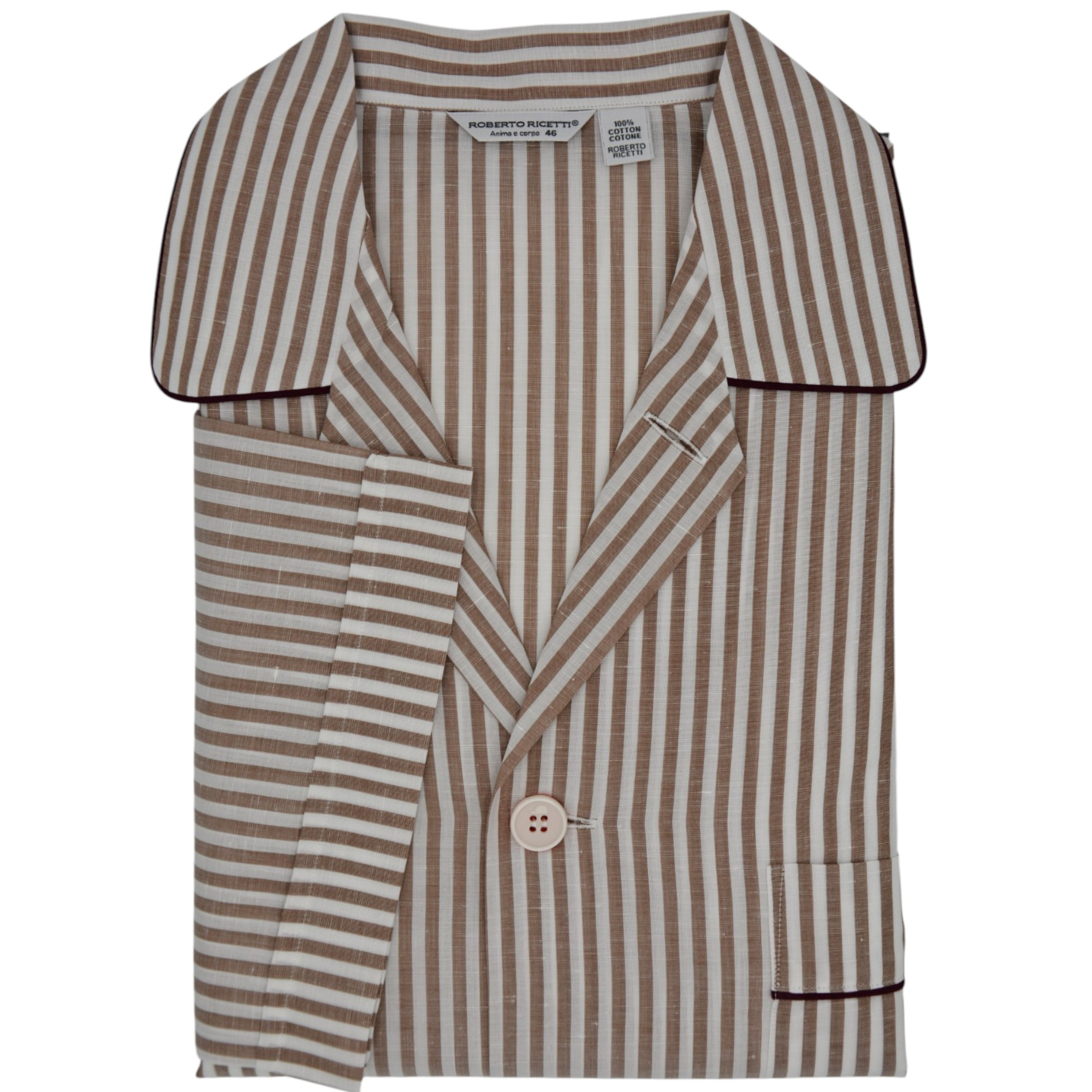 PIGIAMA AME CORTO - RIGA MARRONE