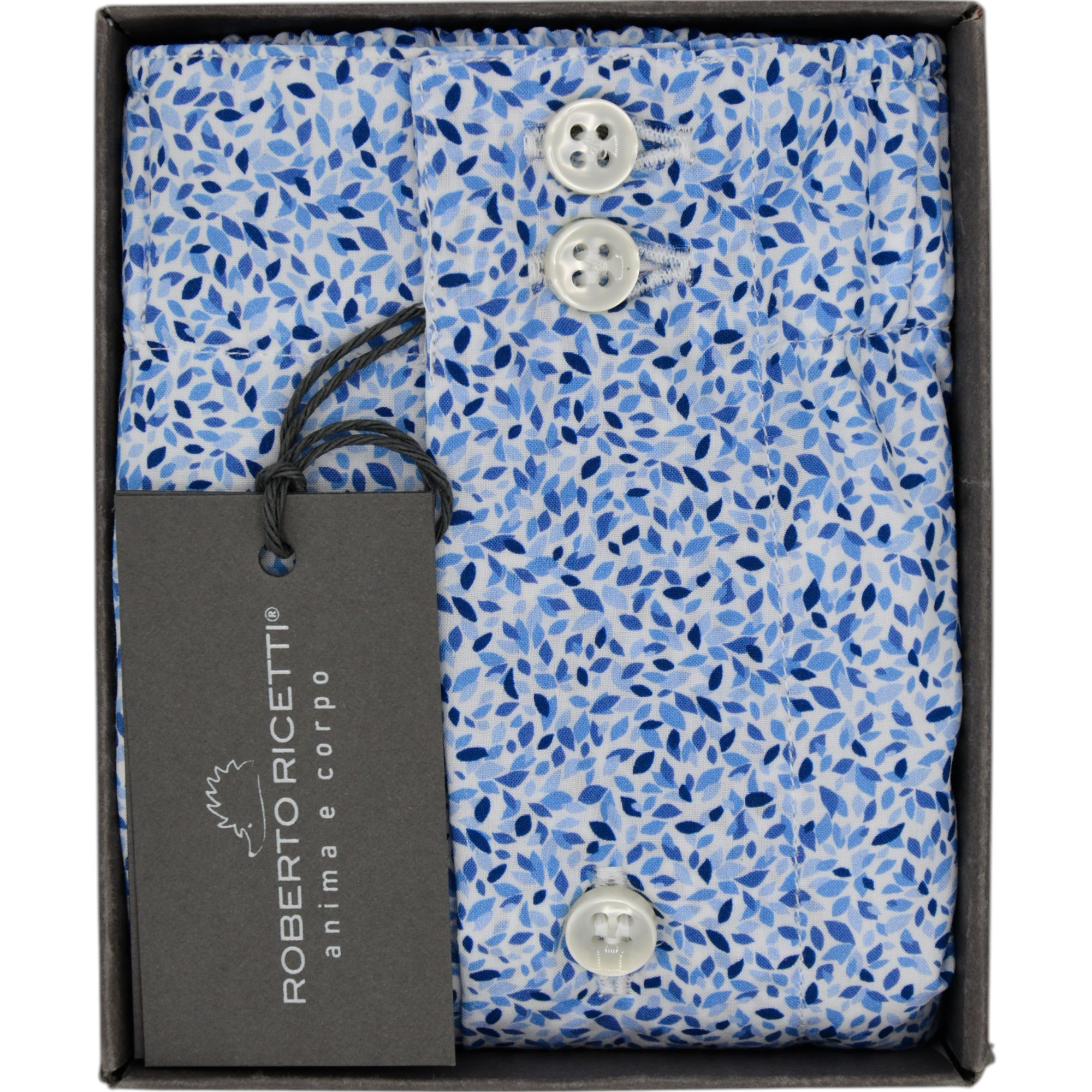 BOXER UOMO DB1 SUPPORT - LIBERTY FOGLIE AZZURRE