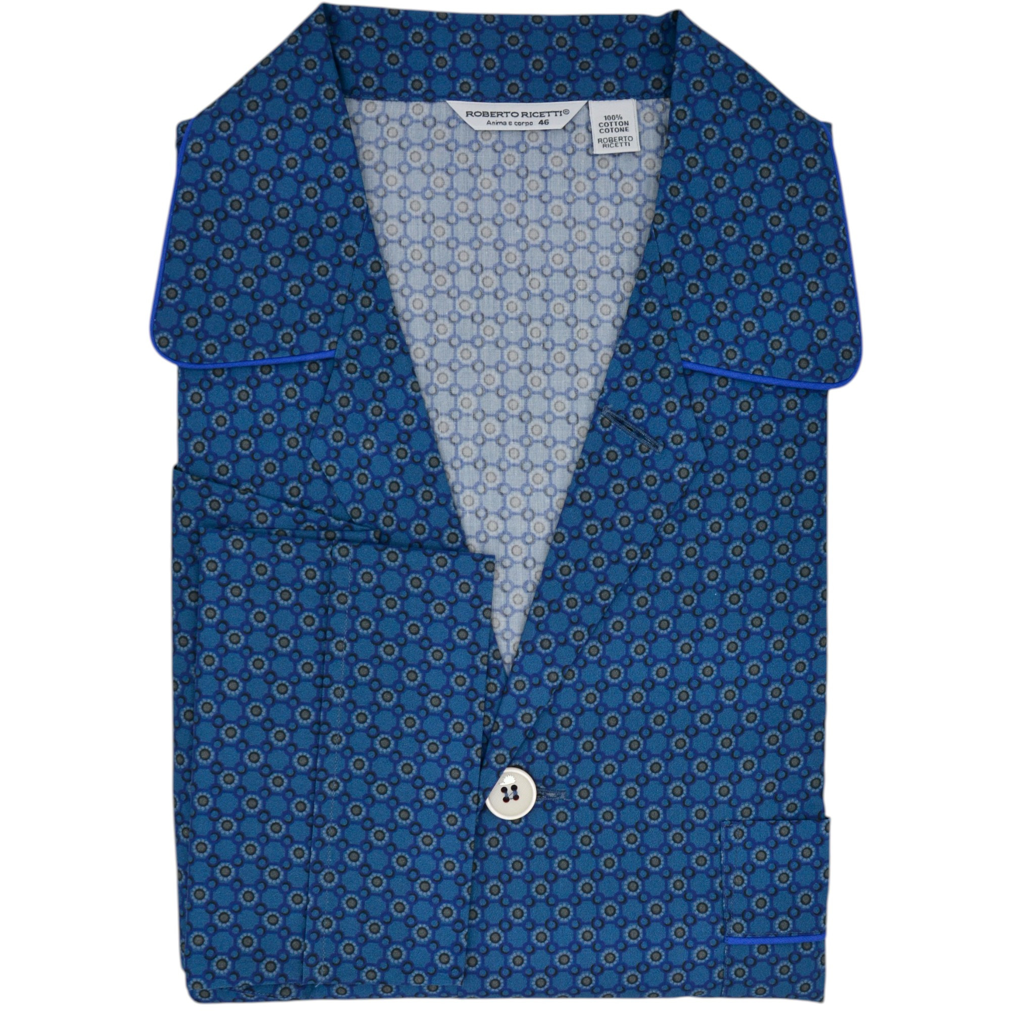 PIGIAMA AME LUNGO - BLU DISEGNO GEOMETRICO