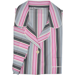 PIGIAMA DONNA CORTO - RIGHE ROSA E GRIGIO