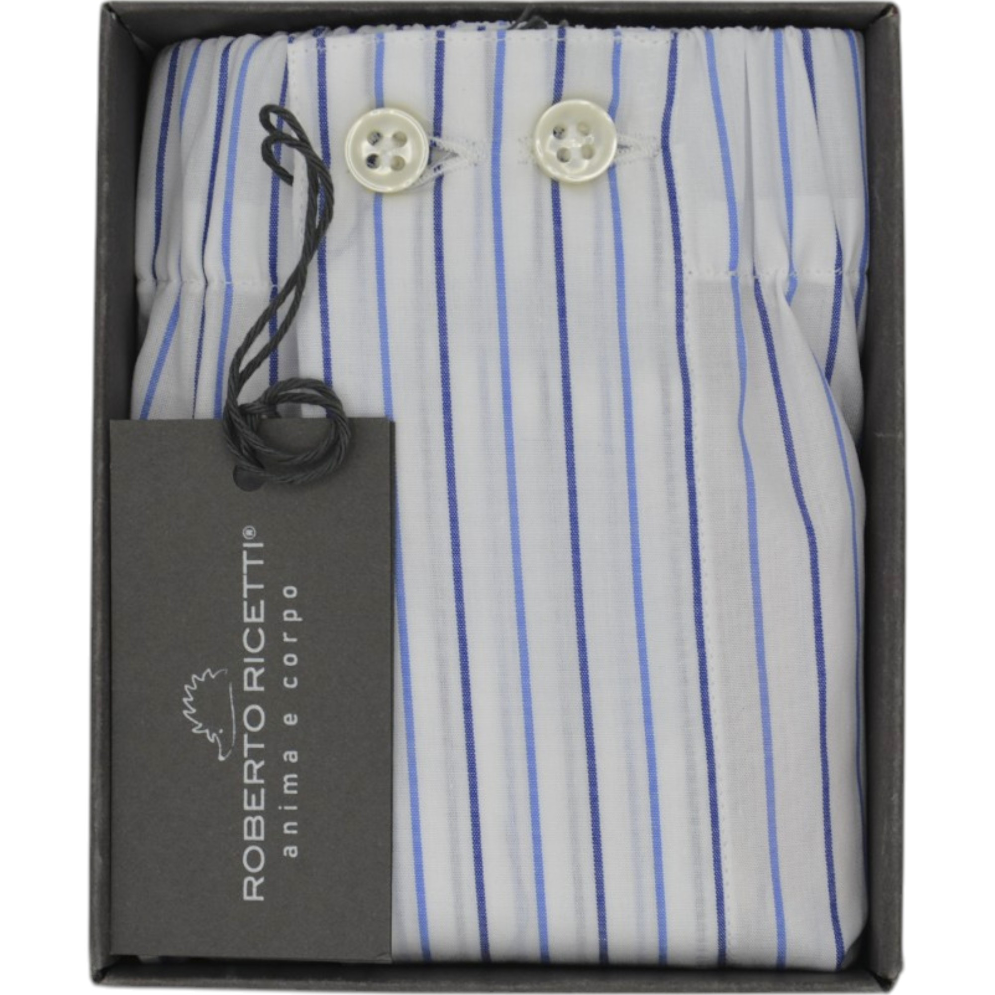 BOXER UOMO CLASSIC - BIANCO RIGHE BLU