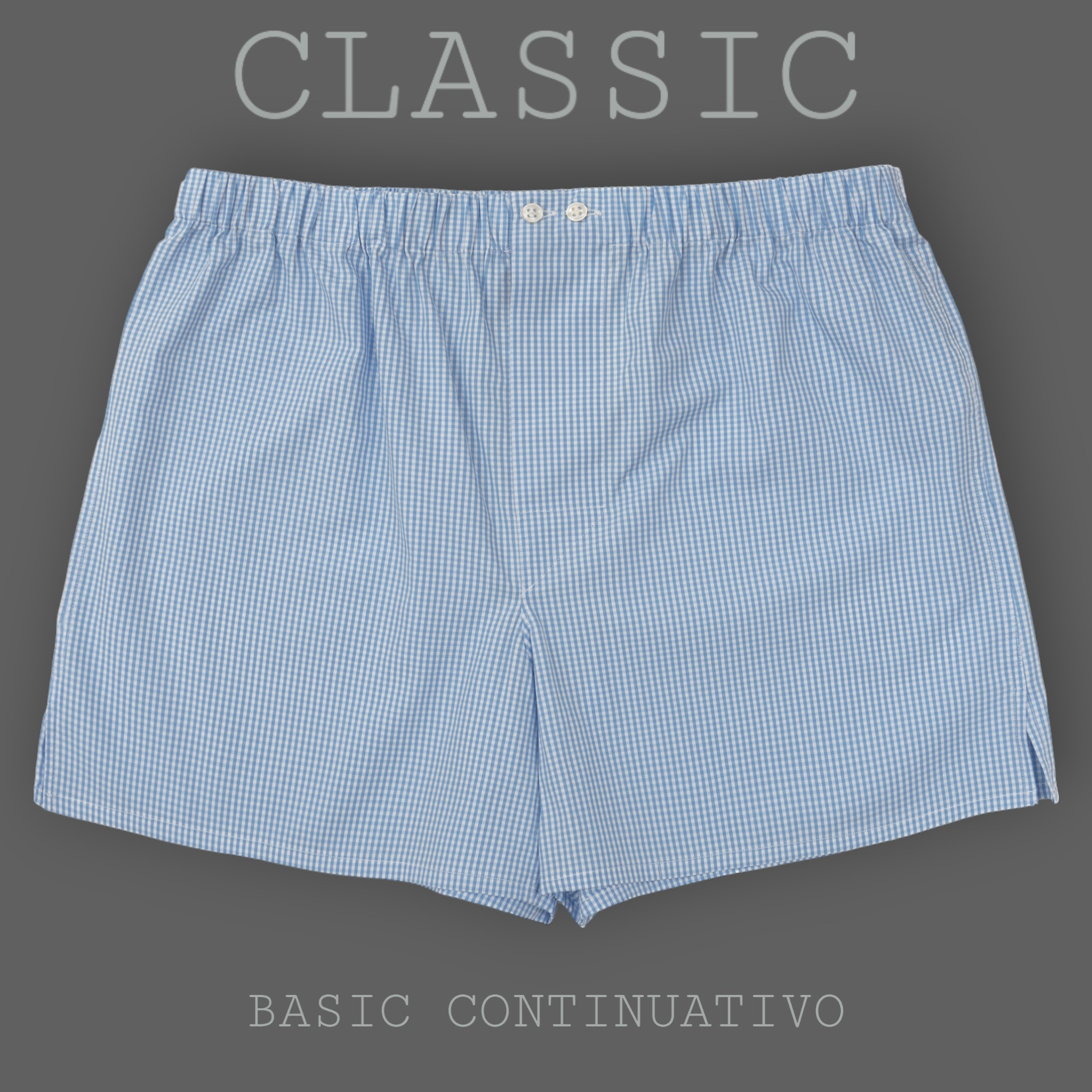 BOXER UOMO CLASSIC - BASIC - CONTINUATIVO - VICHY AZZURRO