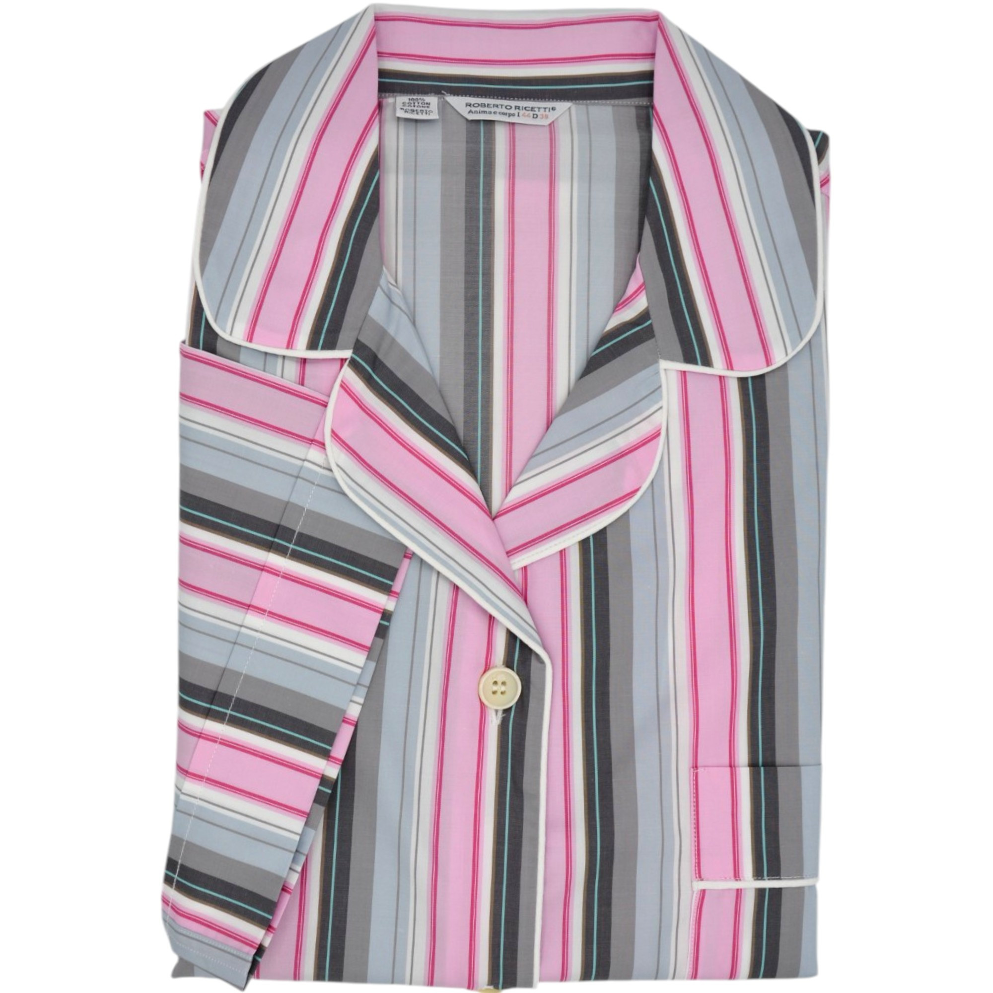 PIGIAMA DONNA CORTO - RIGHE ROSA E GRIGIO