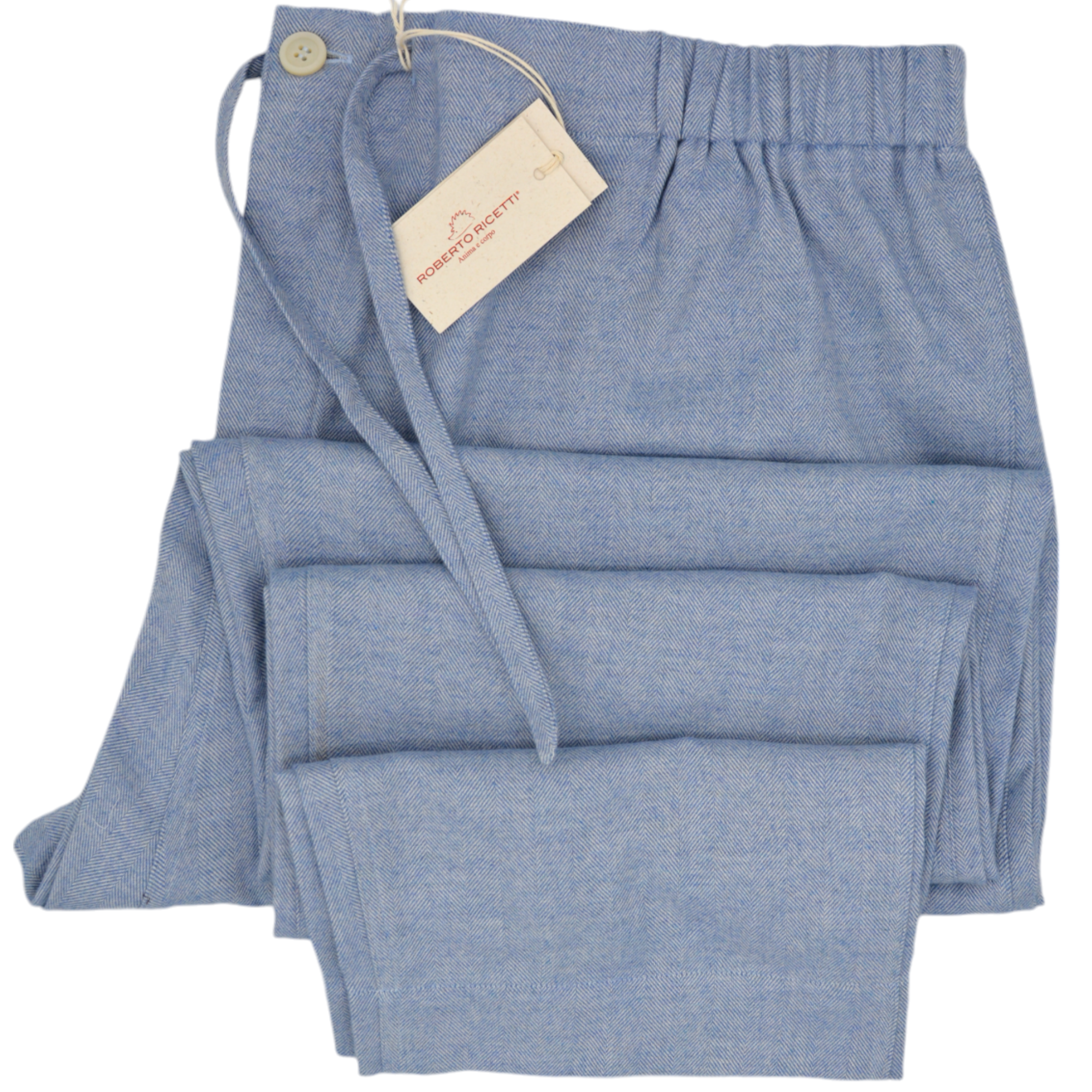 PANTALONE LUNGO - COTONE CALDO AZZURRO E BIANCO