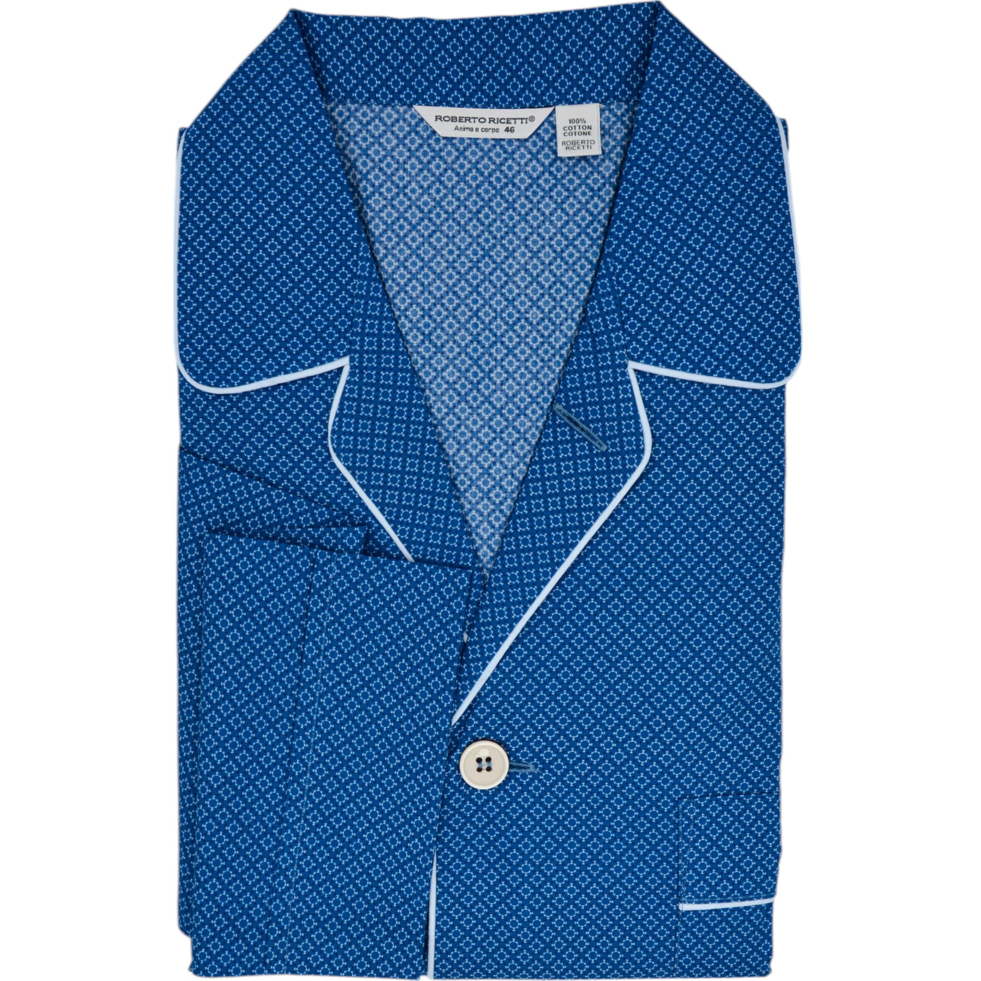 PIGIAMA VENEZIA LUNGO - AZZURRO DISEGNI BIANCHI