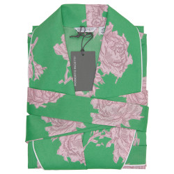 VESTAGLIA DONNA LUNGA - LIBERTY ROSA VERDE