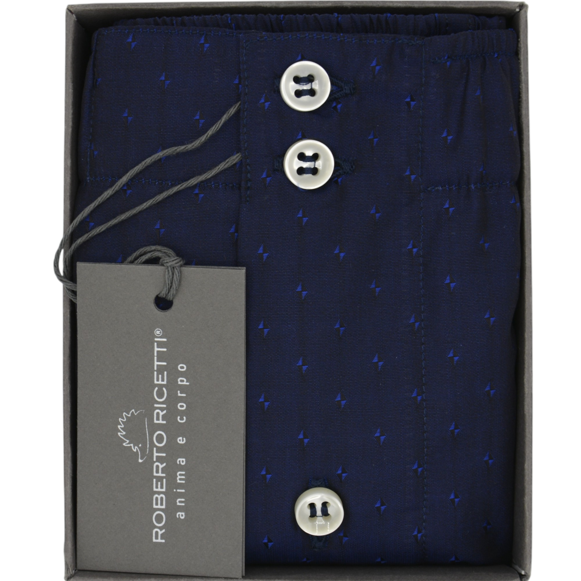 BOXER UOMO DB1 SUPPORT - BLU CON ROMBI RICAMATI