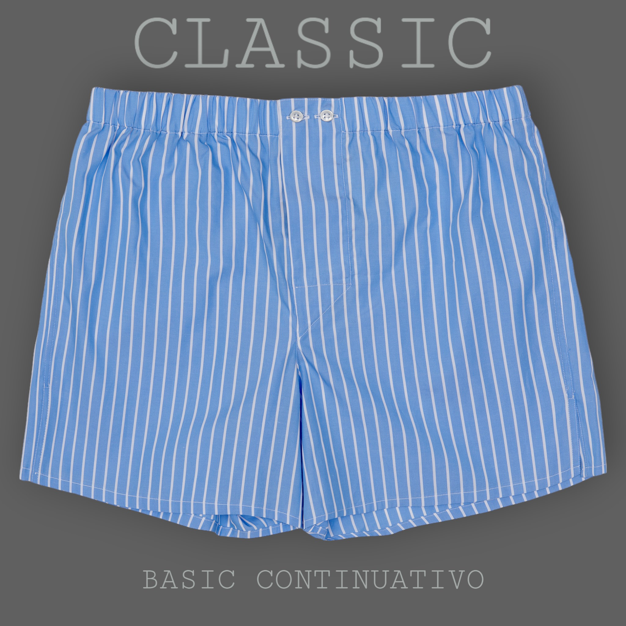 BOXER UOMO CLASSIC - BASIC - CONTINUATIVO - RIGA FONDO AZZURRO